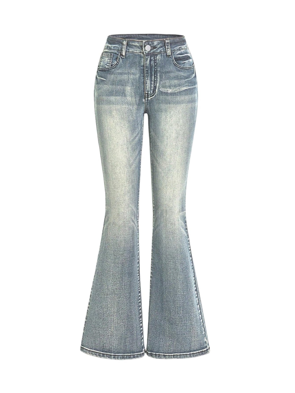 MakeMeChic Women's Bell Bottom Jeans Stretchy Flared Jeans Embroidered Y2K High Waist Denim Pants