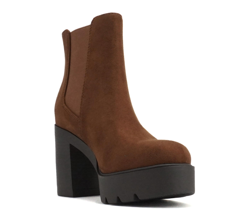 Soda EDITOR ~ Women Lug Sole High Heel Chelsea Fashion Ankle Boot w/Double Elastic Gore