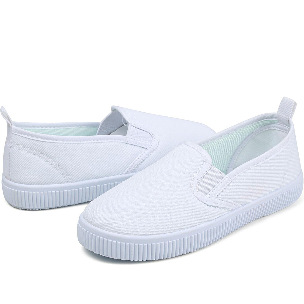 Boy's Girl's Kids White Canvas Shoes for Kids Slip-On Lightweight Sneakers Casual Skin-Friendly Walking Running Shoes(Toddler/Little Kids/Big Kids)