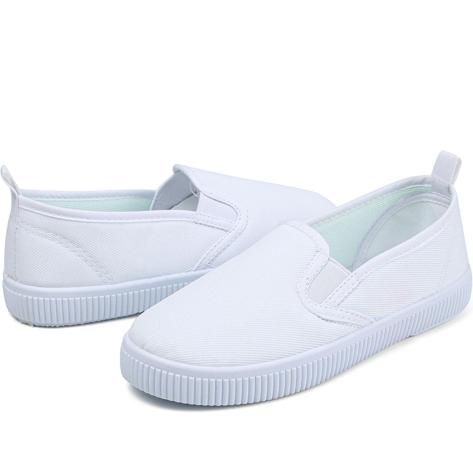 Boy's Girl's Kids White Canvas Shoes for Kids Slip-On Lightweight Sneakers Casual Skin-Friendly Walking Running Shoes(Toddler/Little Kids/Big Kids)