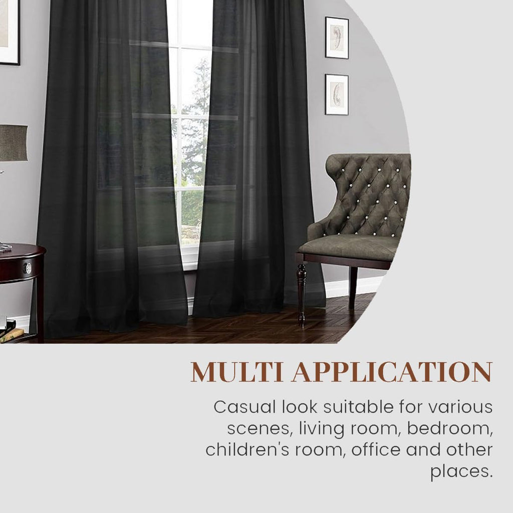 Dreaming Casa Solid Sheer Curtains 84 Inches Long Grey Rod Pocket Voile Draperies for Bedroom Living Room, 2 Panels, Each 42" W x 84" L