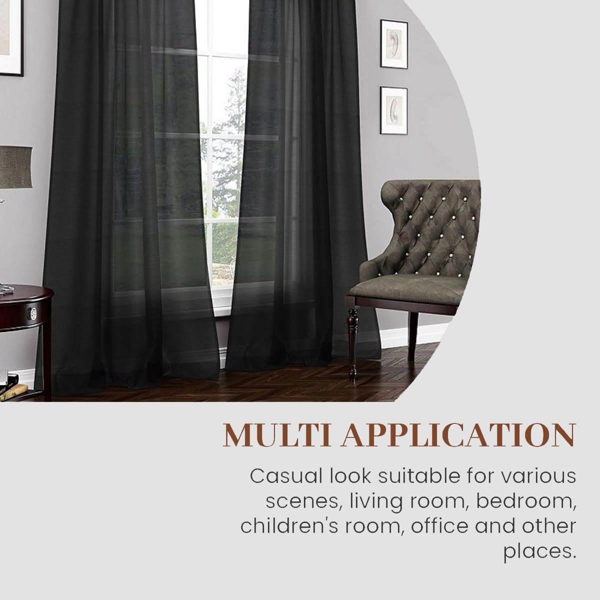 Dreaming Casa Solid Sheer Curtains 84 Inches Long Grey Rod Pocket Voile Draperies for Bedroom Living Room, 2 Panels, Each 42" W x 84" L