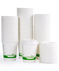 ECOLipak 100 Count 12 oz Compostable Paper Coffee Cups, Biodegradable Disposable Coffee Cups with CPLA Lid, Eco-friendly Hot Drinking Cups for Party, Picnic, Travel, and Events