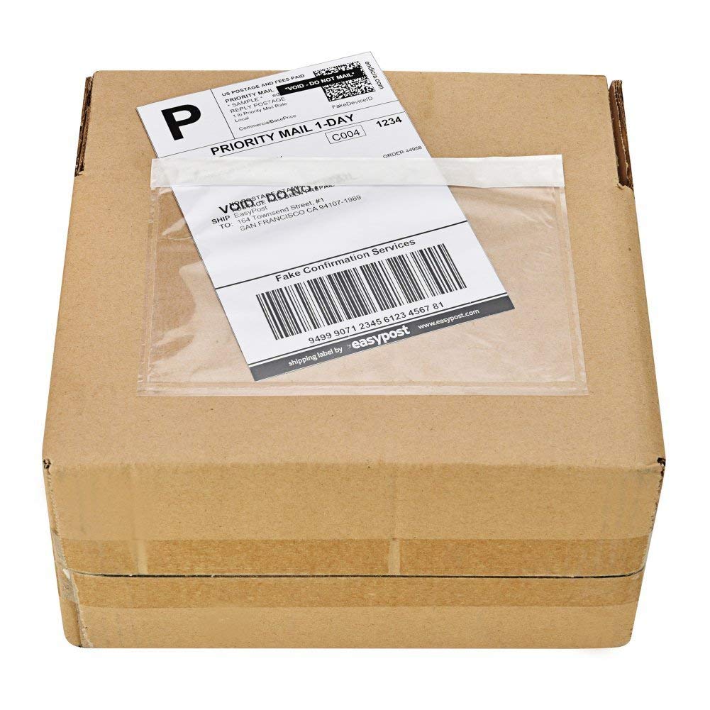 9527 Product 4.5" x 5.5" Clear Adhesive Top Loading Packing List/Shipping Label Envelopes (100 Pack)