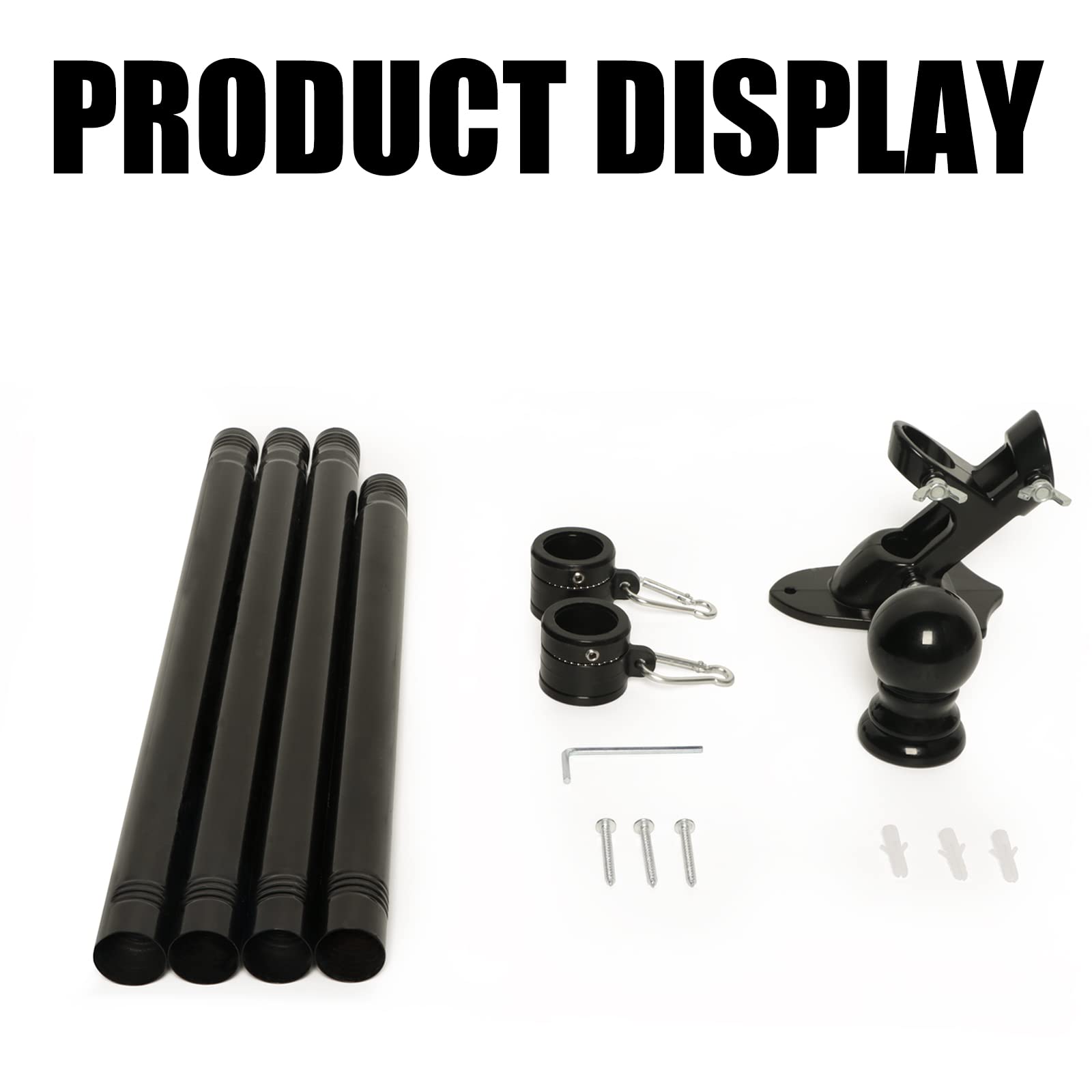 NELXINJO 5FT White Stainless Steel Flag Pole Kit for Outside House Wall | flagpoles 3x5 2x3 american flags hardware holder brackets hangers mounts