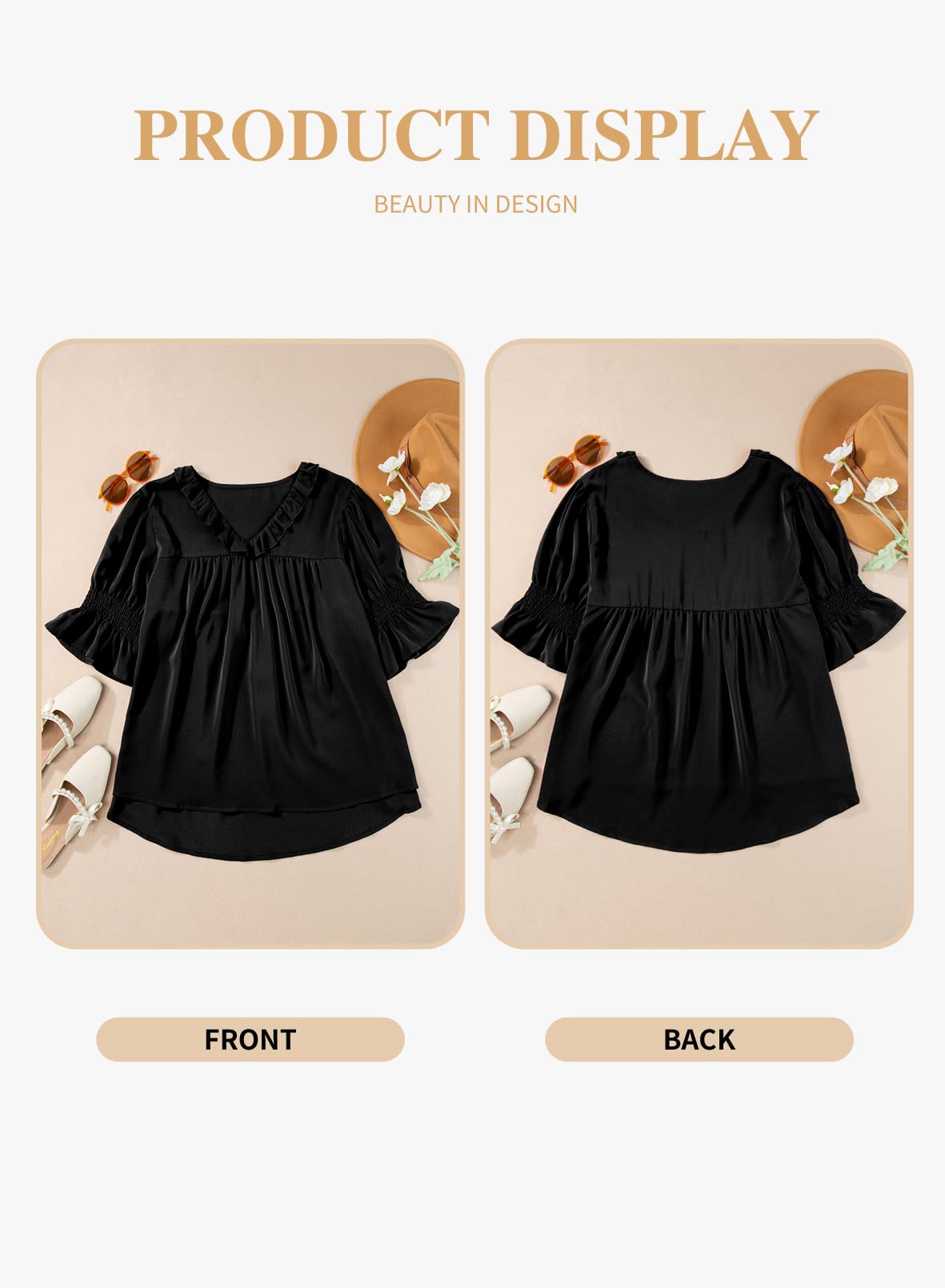 Eytino Plus Size Tops for Women Summer V Neck Short Sleeve Boho Floral Printed Flowy Chiffon Shirts Blouse(1X-5X)