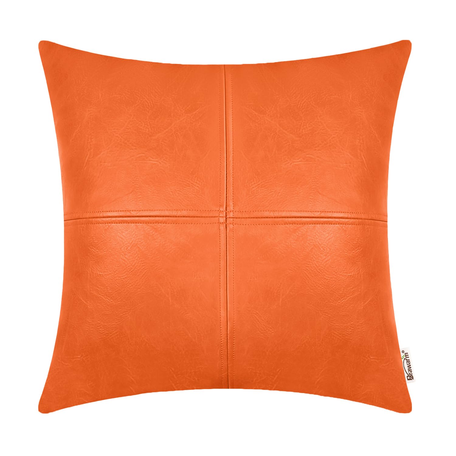 BRAWARM Faux Leather Throw Pillow Covers 16 X 16 Inches, Black Leather Pillow Cover, Hand Stitched Leather Decorative Pillow Cover for Couch Sofa Bed Living Room Home Garden