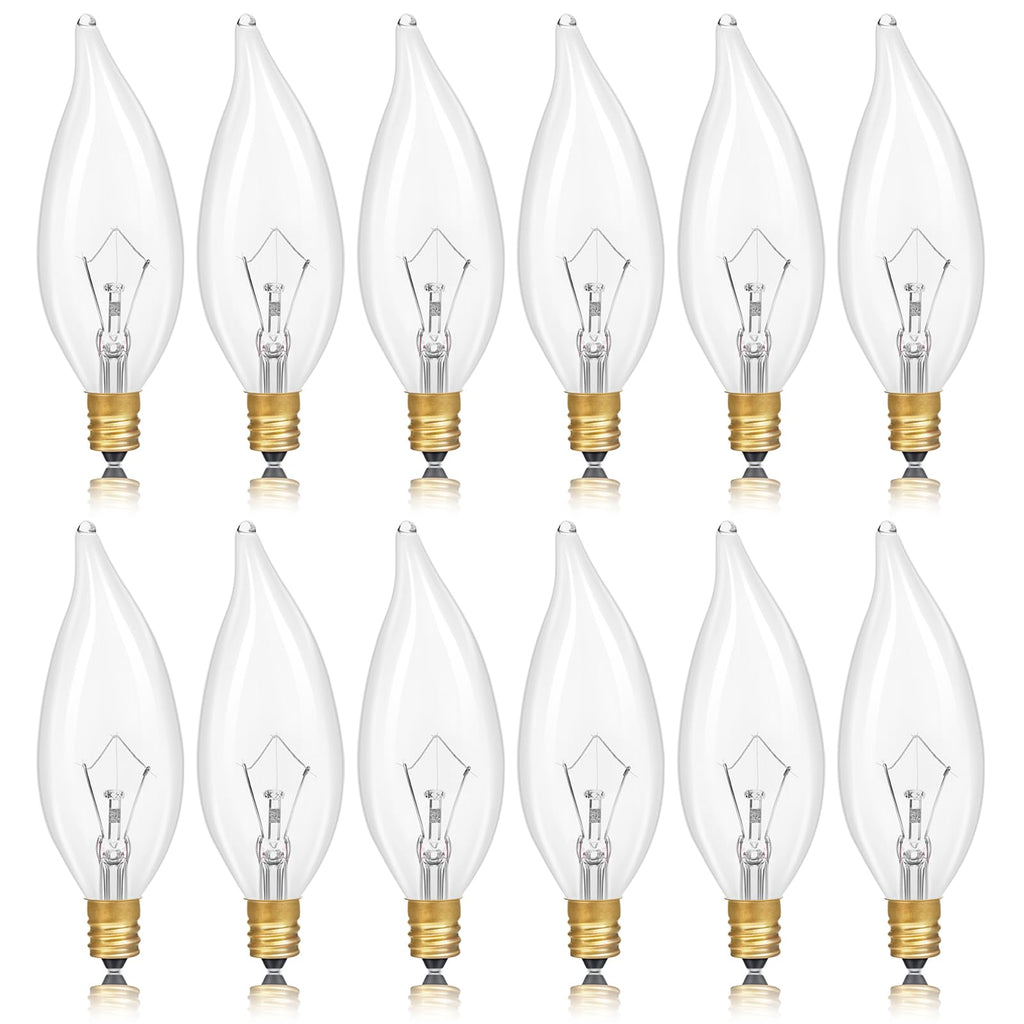 Potanro E12 Incandescent Light Bulbs 25Watt Warm White 2700K, 180 Lumens Candelabra Light Bulb Decorative Dimmable Chandelier Light Bulbs for Ceiling Fan, Pendants (25W-12Pack)