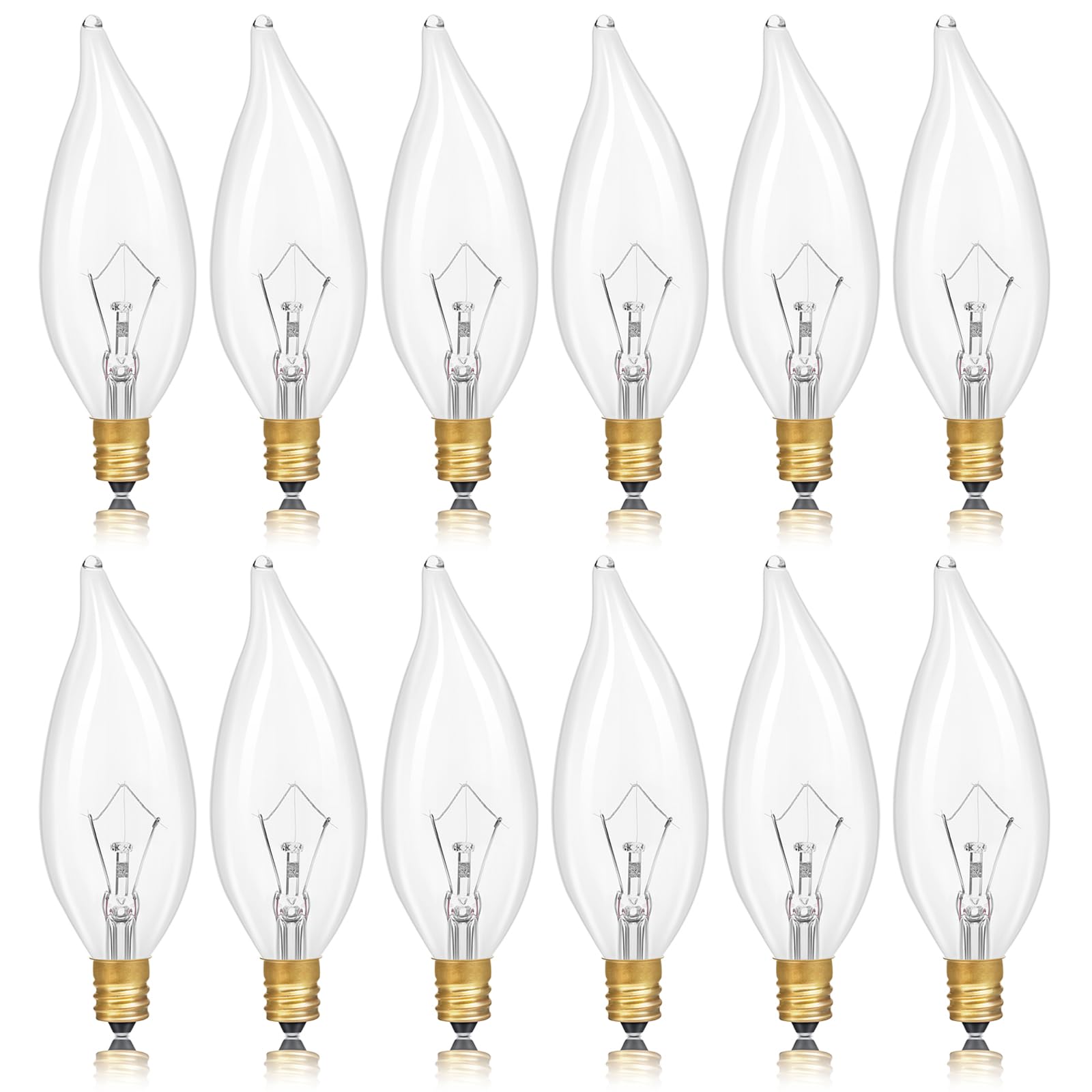 Potanro E12 Incandescent Light Bulbs 25Watt Warm White 2700K, 180 Lumens Candelabra Light Bulb Decorative Dimmable Chandelier Light Bulbs for Ceiling Fan, Pendants (25W-12Pack)