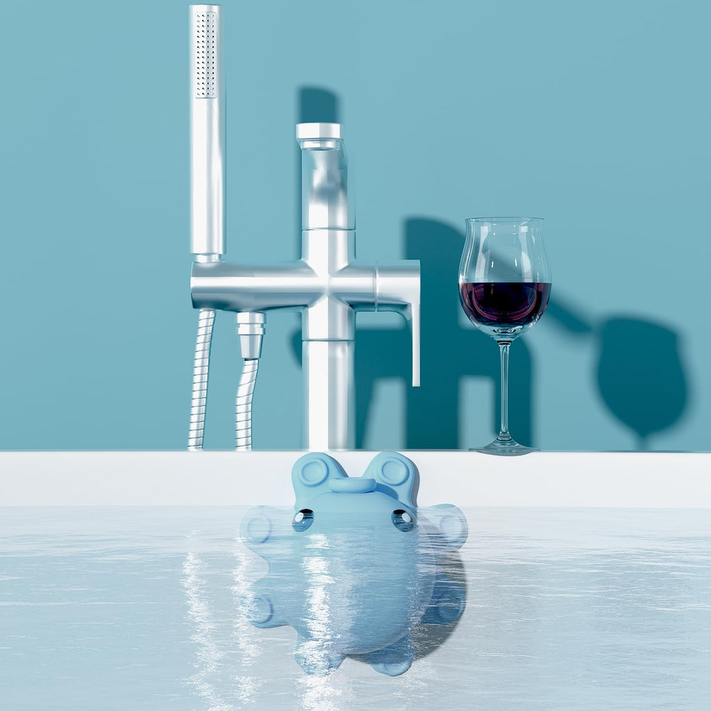 Bathroom Bathtub Overflow Drain Cover- Silicone Bath Tub Drain Cover, Tub Overflow Drain Stopper with Suction Cups, Adds Inches of Water for Deeper Bath, Cute Bathroom Accessories, Baby Blue