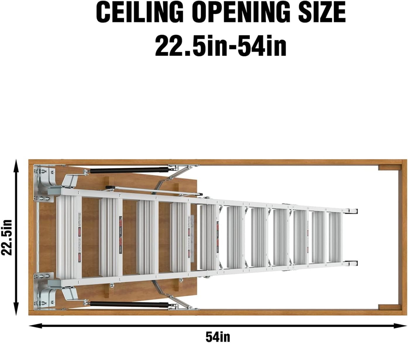Aluminum Attic Ladder - Retractable Loft Stairs, Folding Pull-Down Design, Manual Lifting for 7'8"-10'3" Ceiling Height, 22.5" x 54", 375 lbs Capacity