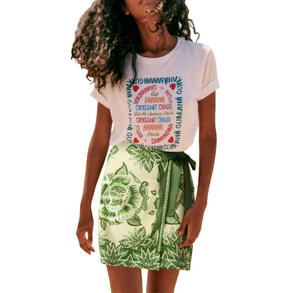 Womens Summer Floral Wrap Short Skirt Tie Side High Waist A Line Beach Vacation Boho Mini Skirt
