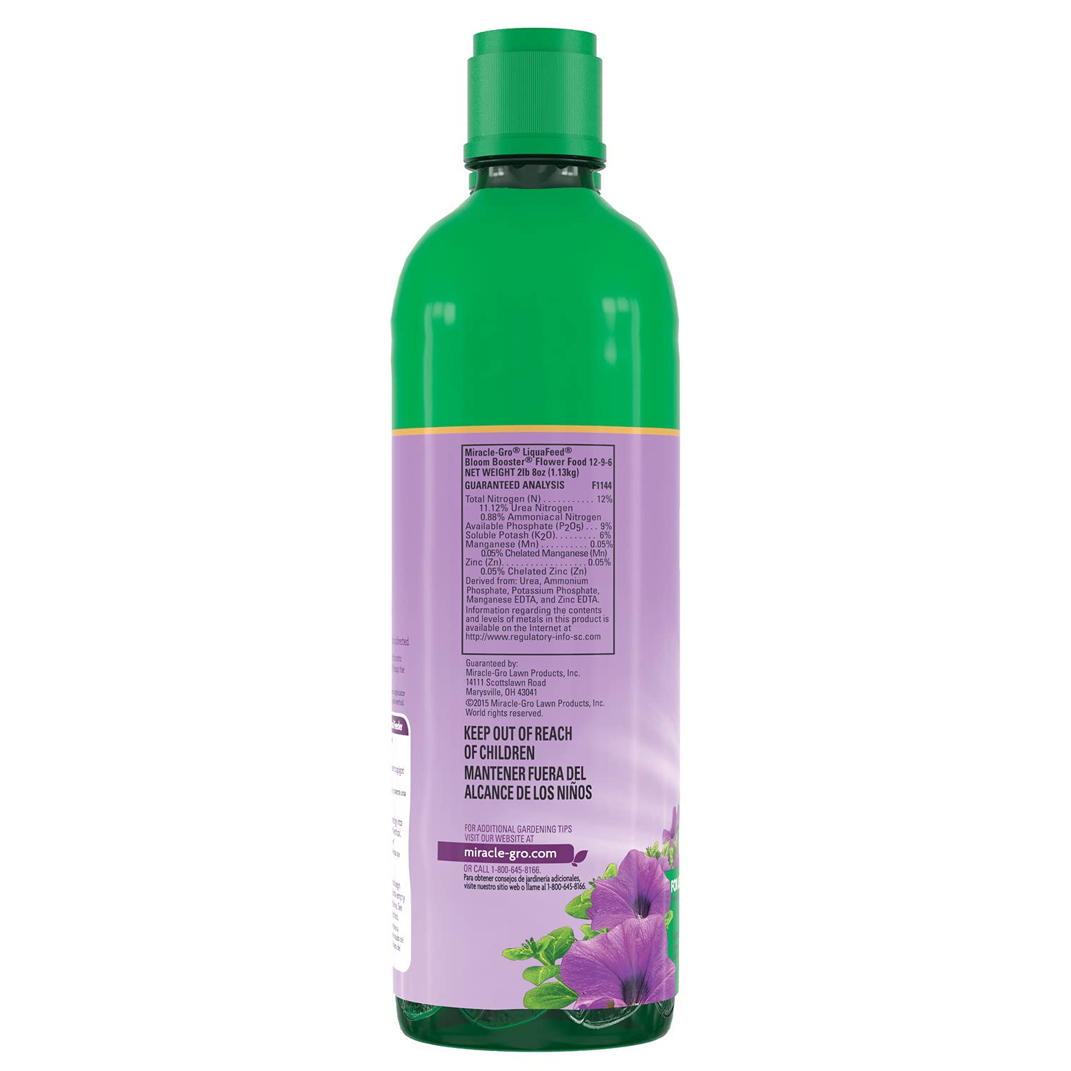 Miracle-Gro LiquaFeed Bloom Booster Flower Food Refills, Plant Fertilizer, 16 fl. oz., 2 Bottles/Pack (6-Pack)