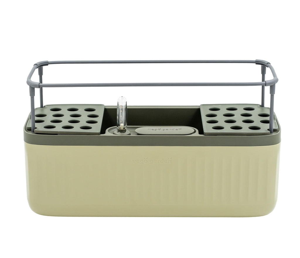 Vego Garden Herb Indoor Plant Box, Self Watering Planters Pots for Indoor Plants with Trellis for Kitchen Window Sill or Countertop Plants Cage - Fog Gray