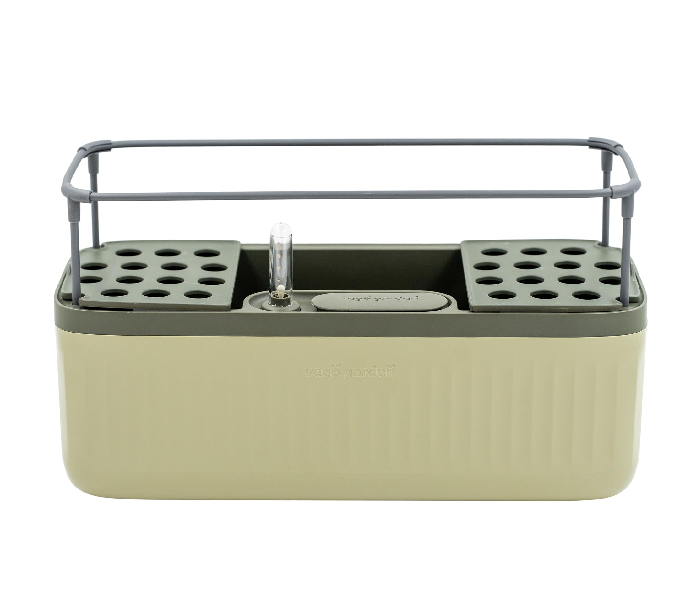 Vego Garden Herb Indoor Plant Box, Self Watering Planters Pots for Indoor Plants with Trellis for Kitchen Window Sill or Countertop Plants Cage - Fog Gray