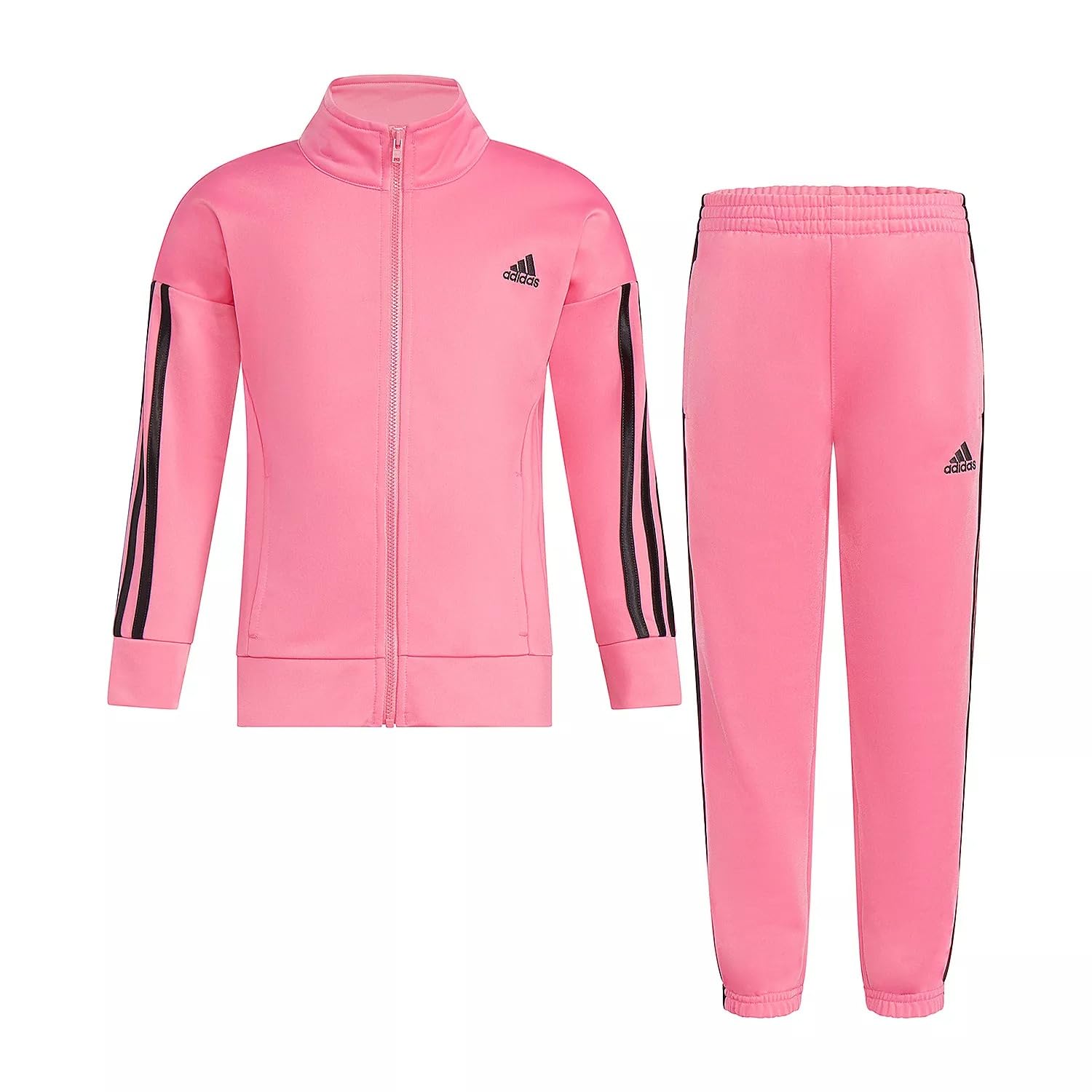 adidas Little Girl's Zip Front Classic Tricot Jacket and Joggers Set