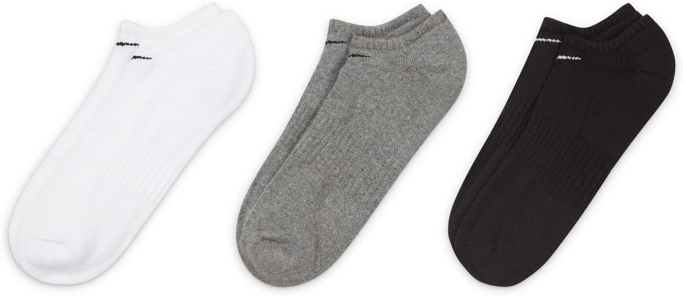 Nike Unisex Adult Everyday Cushioned Training No-Show Socks (3-Pack) | Mens and Womens