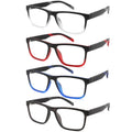 acavefox 4 Pack Reading Glasses 1.0 Men Reader Computer Blue Light Blocking | Fashion Comfortable Eyeglasses with Spring Hinge, Accurate 1.0 Magnification, Anti UV, Lightweight and Sturdy