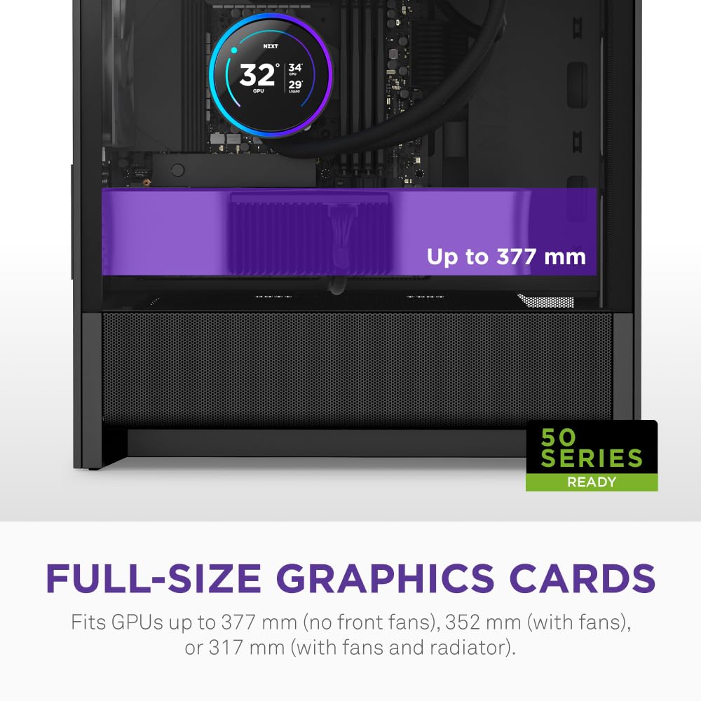 NZXT H3 Flow – Micro-ATX PC Case – Optimized Airflow – Includes 1 x 120mm Rear Fan – Supports Full-Sized GPUs – Fits 280mm Front, 240mm Top Radiator – Back-Connect Motherboard – Black