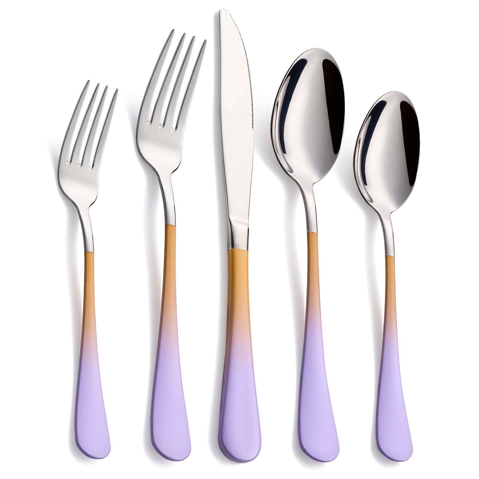 20-Pieces Blac and Pink Silverware Sets for 4,Pink Handle Stainless Steel Cutlery Set, Include Forks Spoons and Knives Set, Dishwasher Safe Utensil Sets for Home Restaurant