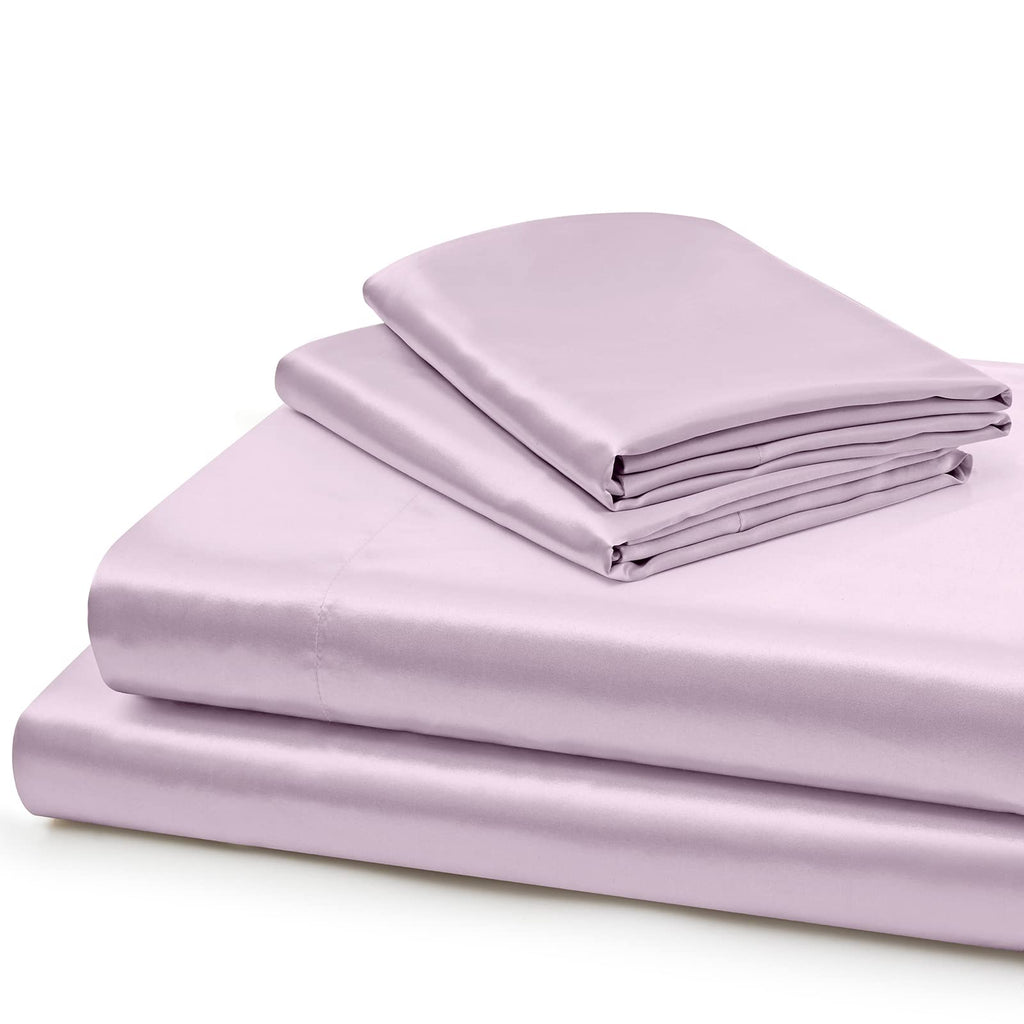Vonty Extra Deep Pocket Full Sheet Sets - Cooling & Silky Satin Full Size Sheets with 18-24 Inch Deep Pocket, Black Satin Bed Sheets Fit Up to 24" Deep Mattress - 4 Piece Set
