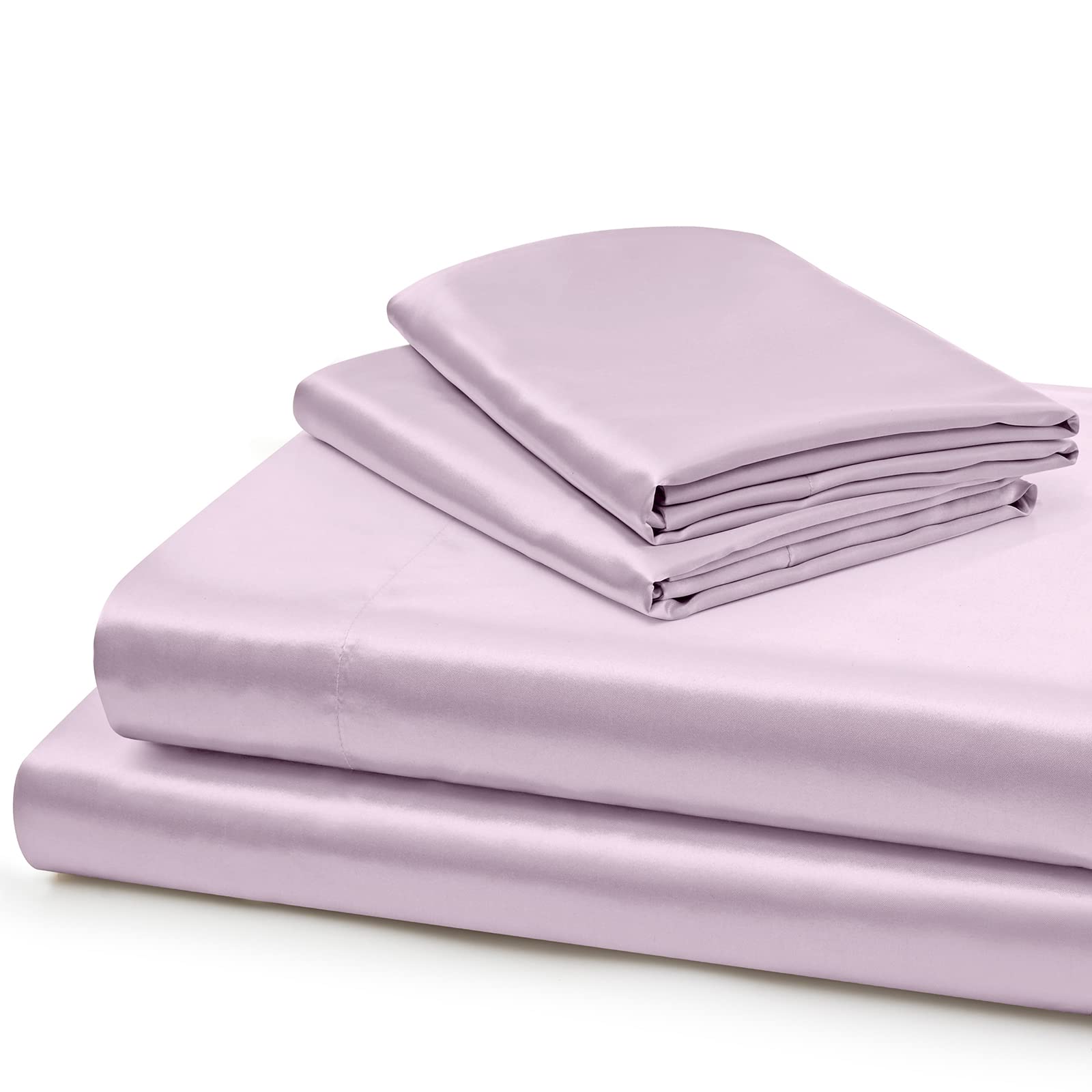 Vonty Extra Deep Pocket Full Sheet Sets - Cooling & Silky Satin Full Size Sheets with 18-24 Inch Deep Pocket, Black Satin Bed Sheets Fit Up to 24" Deep Mattress - 4 Piece Set