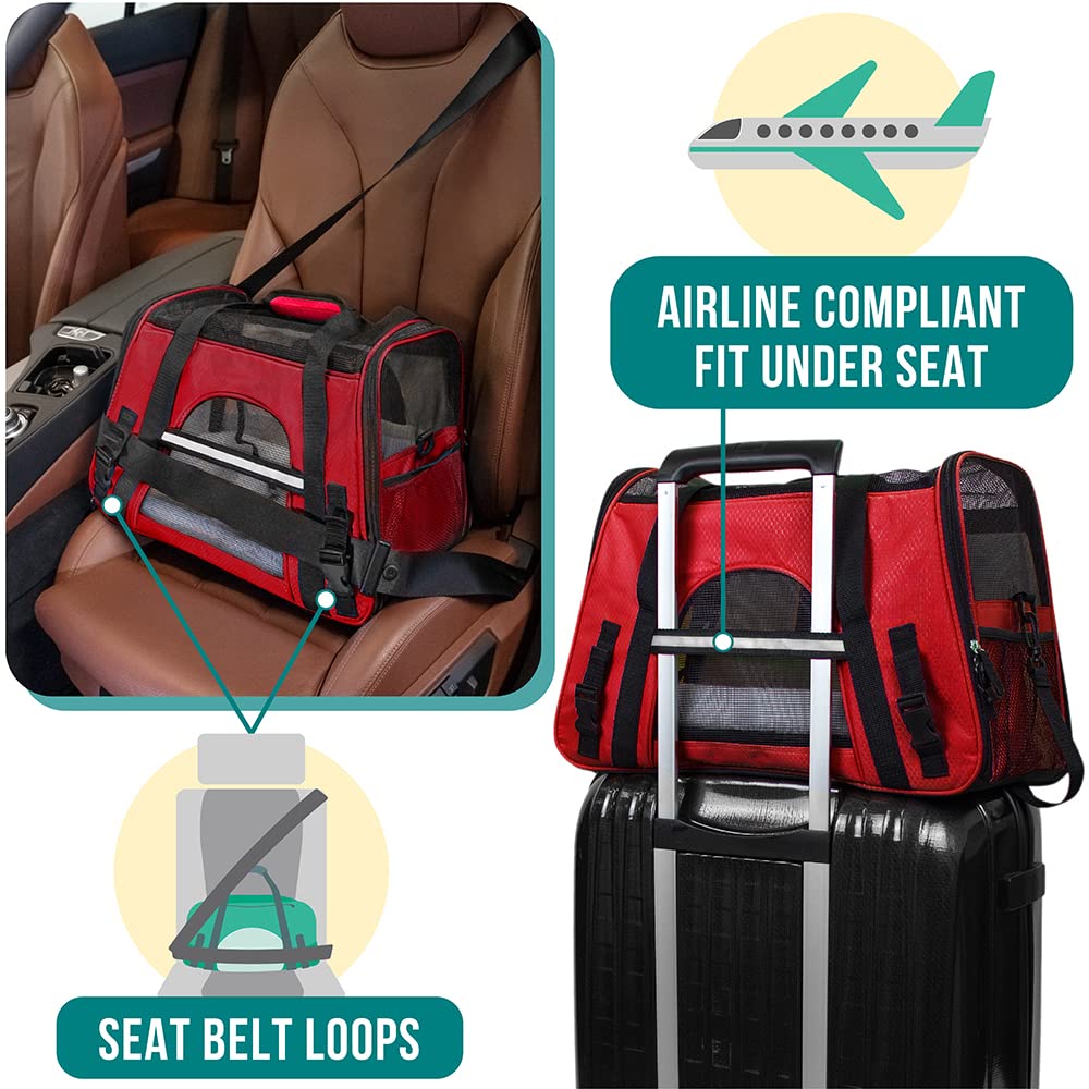 PetAmi Airline Approved Pet Carrier for Cats & Small Dogs, Soft Sided TSA Travel Carrier Bag with Sherpa Bed, Breathable Mesh Ventilation, Collapsible Bowl, Fits Under Seat, Up to 18 lbs, Small Black