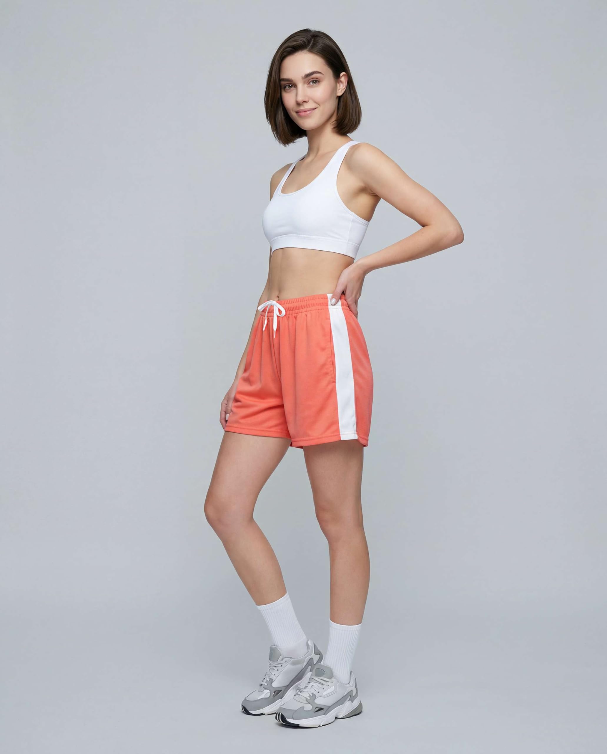 Real Essentials 4 Pack: Womens Active Athletic Performance Mesh Shorts with Pockets (Available in Plus Size)
