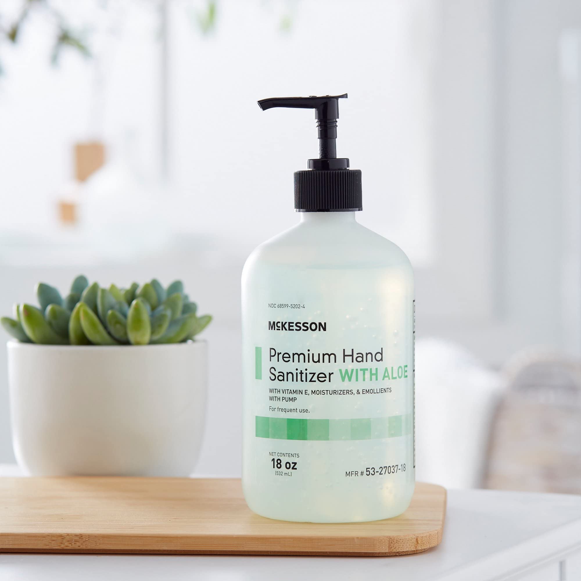 McKesson Hand Sanitizer with Aloe, 18 oz Pump Bottle [Pack of 12] – Bulk, 70% Ethyl Alcohol, Spring Water Scent, No-Rinse Gel with Vitamin E and Moisturizers, Medical-Grade Sanitizer