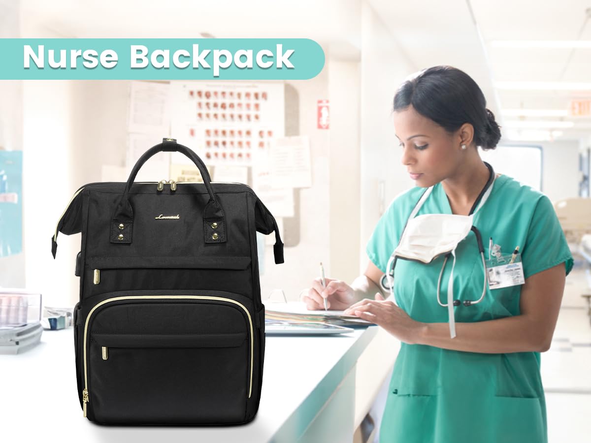 LOVEVOOK Laptop Backpack for Women with Giant Tumbler Holder Pocket, 15.6 Inch Work Daypack for Teacher Nurse, Computer College Bookbag Purse, Waterproof Travel Back Pack with USB Charging Port