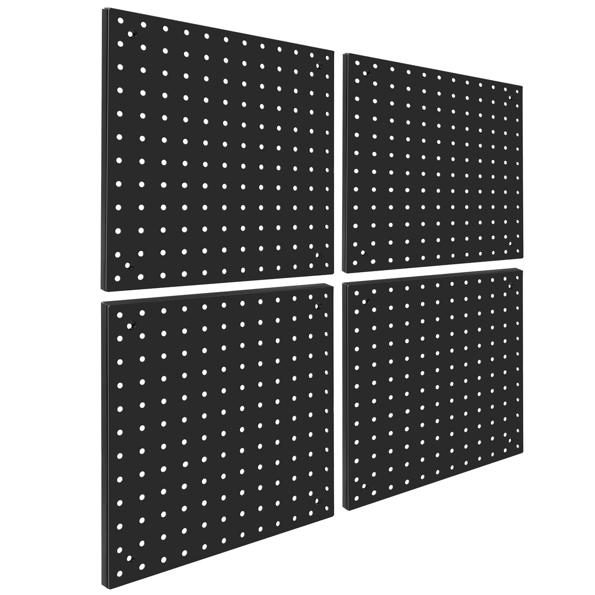 Peg Board,Steel Organization Panels, Ideal for Garage Tool Storage, Office Organization, Craft Room, Kitchen,Pack of 4 (Black, 4-12X12)