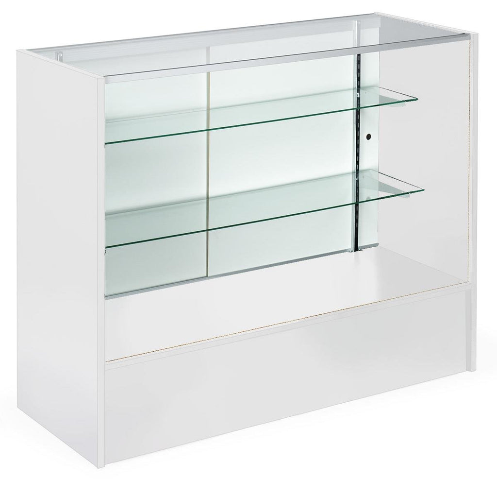 Only Hangers Full Vision Display Showcase with LED Lights, 72" Wide or 48" Wide- Available in Black, Maple, and White (Black Register Stand with Glass Front and LED Lights, 48")