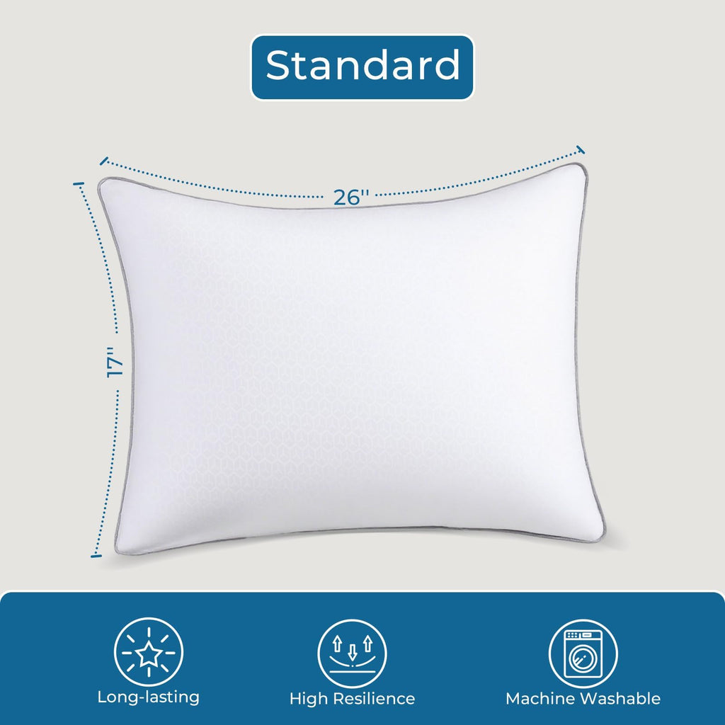 Sasttie Firm Pillows Standard Size Set of 4, Full Size Bed Pillows for Side, Back, and Stomach Sleepers - Oeko-Tex Certified Down Alternative Plump Filling - Hotel Quality and Machine Washable, 4 Pack