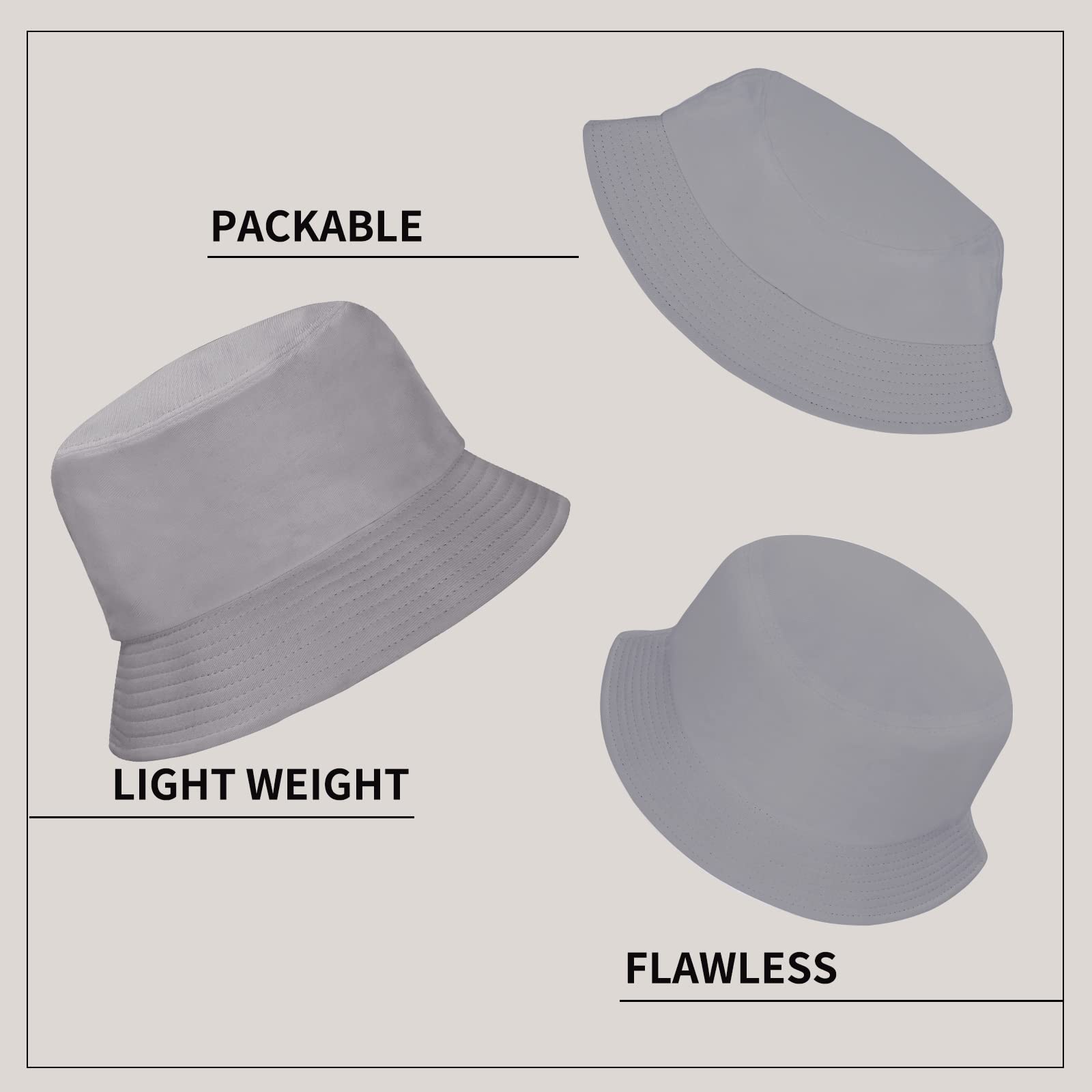 Rosoz 1 & 2 Pack Bucket Hat for Women Men Summer Travel Beach Sun Hat Outdoor Cap Unisex Bucket Hats