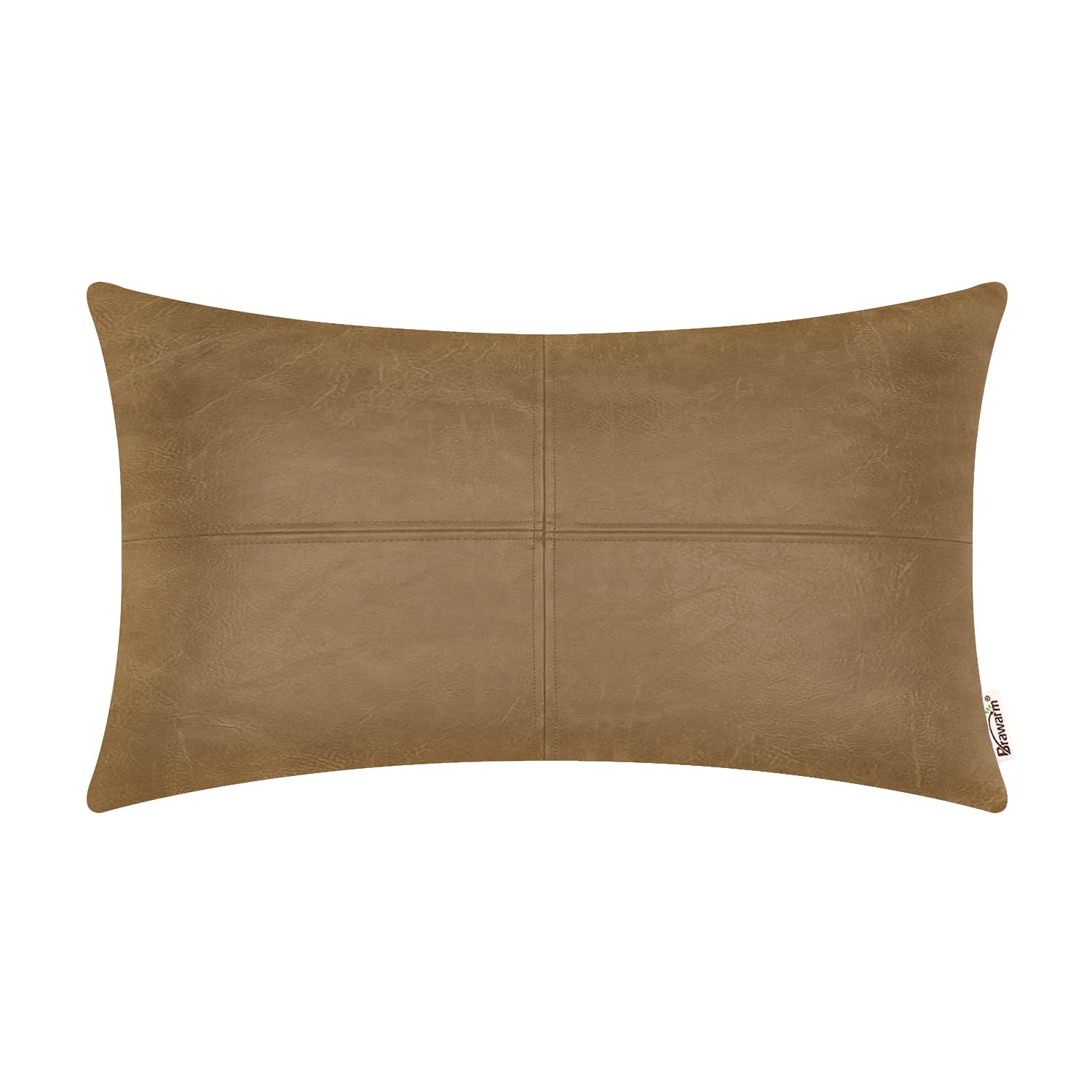 BRAWARM Faux Leather Throw Pillow Covers 16 X 16 Inches, Black Leather Pillow Cover, Hand Stitched Leather Decorative Pillow Cover for Couch Sofa Bed Living Room Home Garden