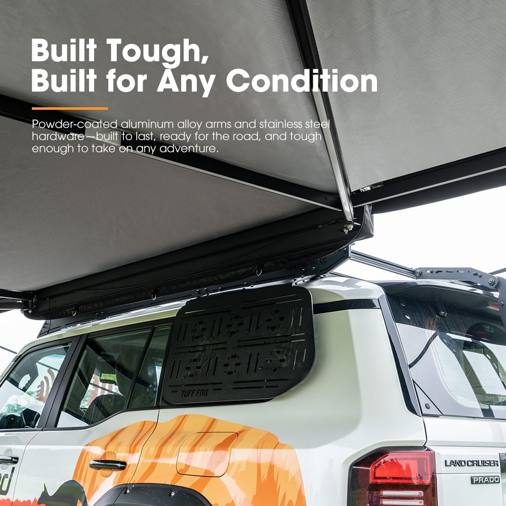 SanHima Vehicle Awning 4.6ft x 6.6ft - Roof Rack Pull Out Side Awning 30ft² Sun Shade UPF50+ Weatherproof for Camping Car SUV Truck Van
