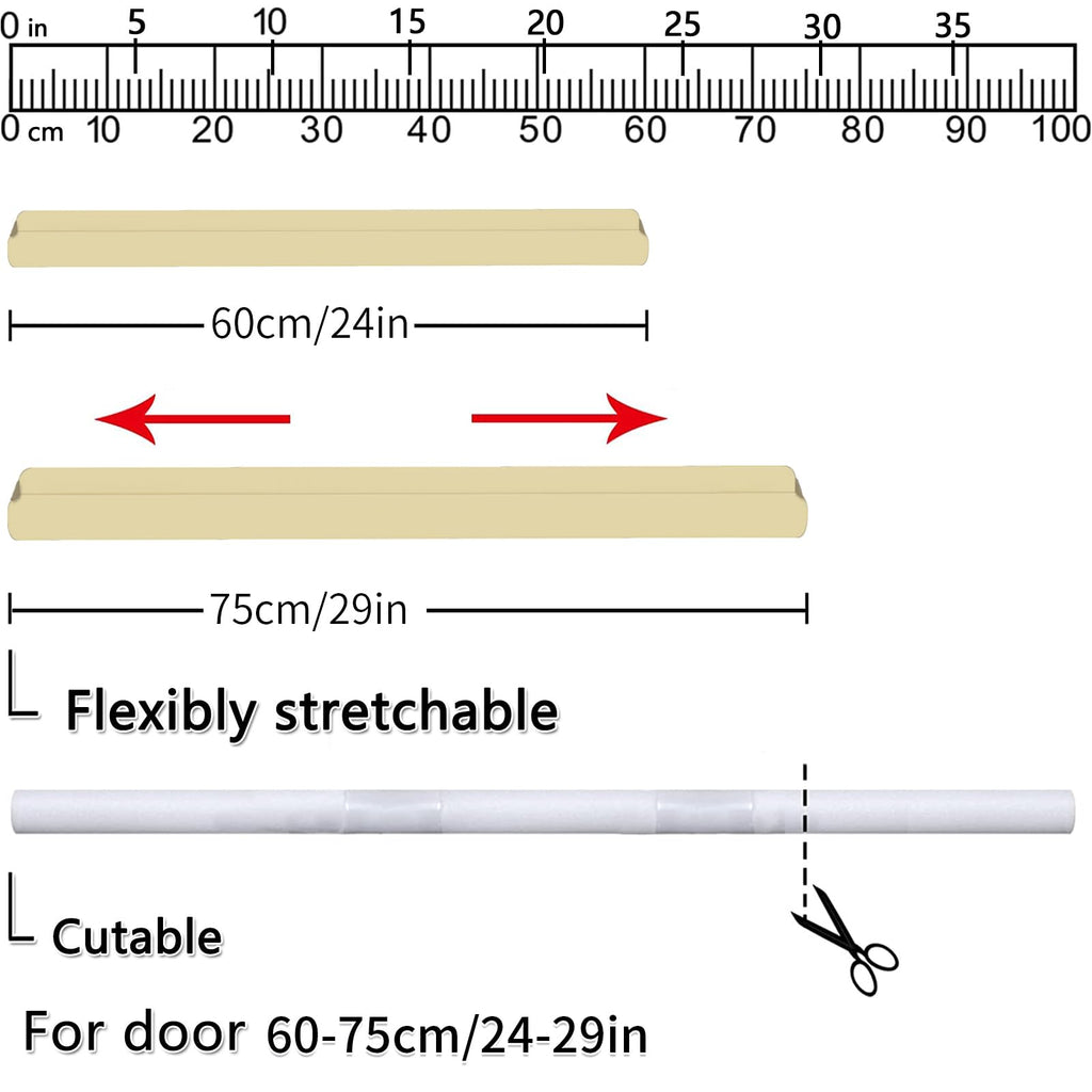 BKSAI Door Draft Stopper for Doors No Adhesive Draught Excluder Under Door Wind Blocker for Bottom of Door,Reduce Noise Draught Excluder Sweep Sound Proof (Beige 24-29IN / Distance Under The Door 1IN)