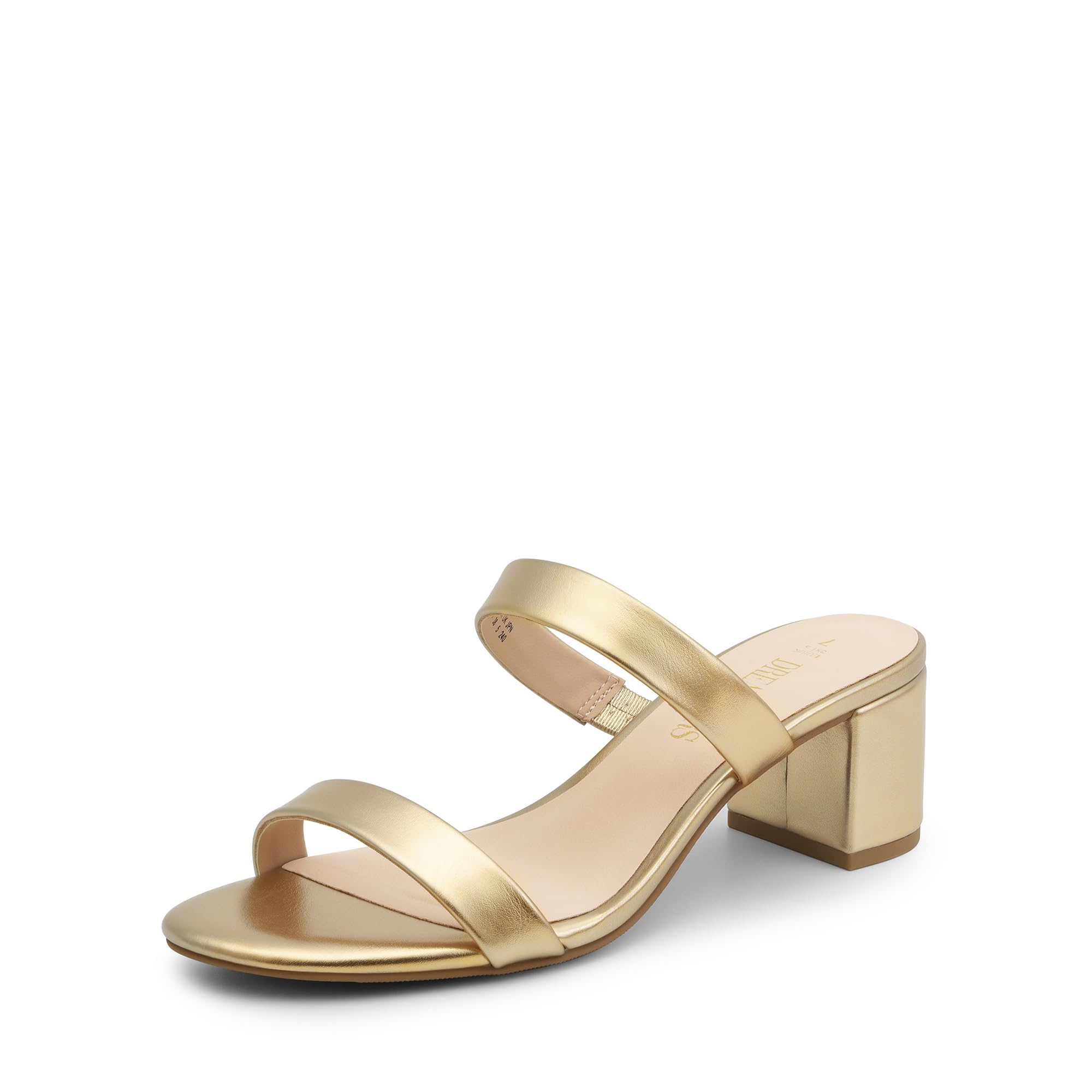 DREAM PAIRS Women's Two Strap Open Toe Low Block Chunky Heels Sandals Dress Pumps Casual Summer Mules Shoes