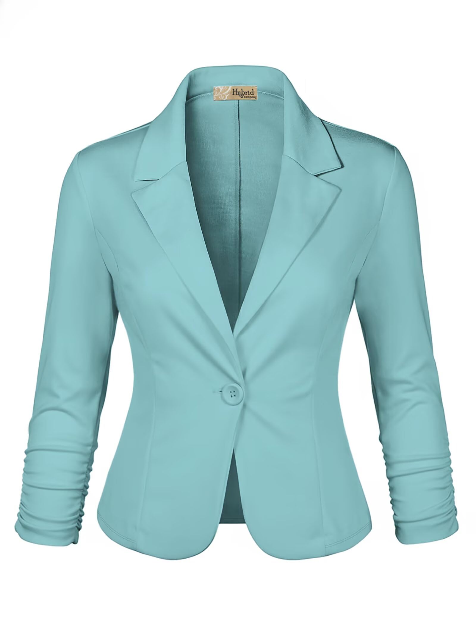 Hybrid & Company Women's Lightweight Casual Work Office Stretch Ponte Cardigan Blazer Jacket Made in USA