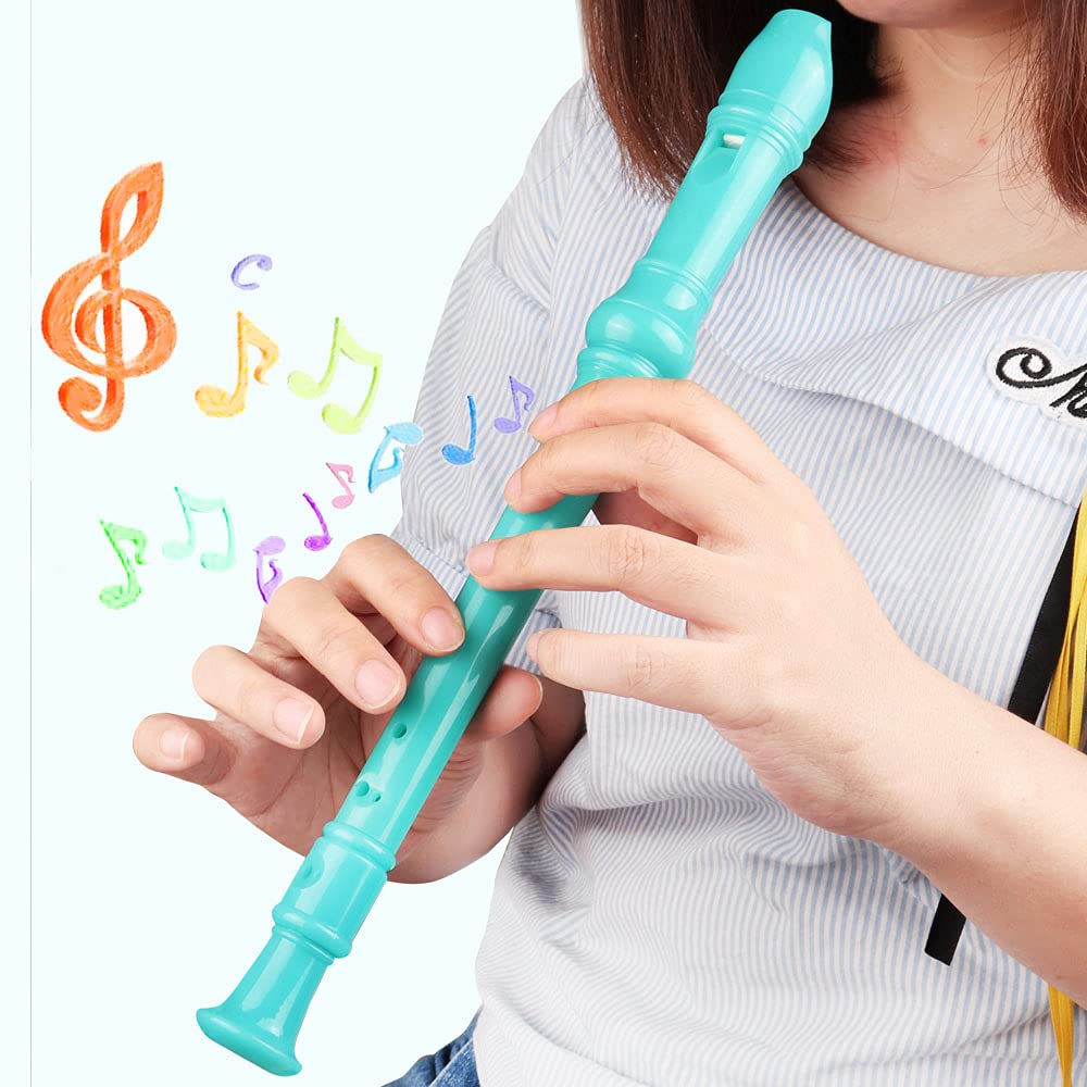 Mr.Power Maple Wooden Soprano Recorder, C Key German Style Fingering 8 Holes 2 Piece School-Approved Musical Instrument Pupil Student Educational (Wood Color)