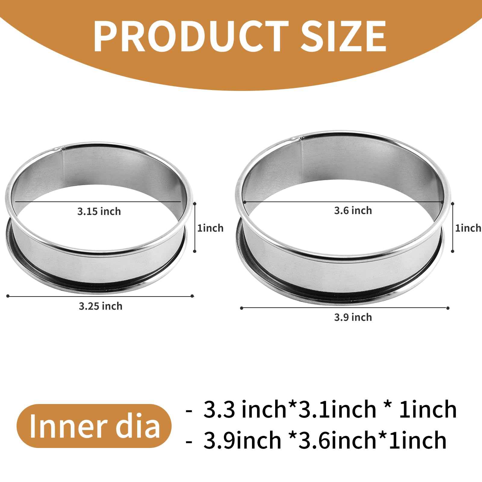RICHSC-PAN Stainless Steel Perforated Tart Ring Set, 16 Packs Food-Grade, 3.15 Inches and 2.36 Inches, Suitable for All Kinds of Small Fruit Tart Crusts.