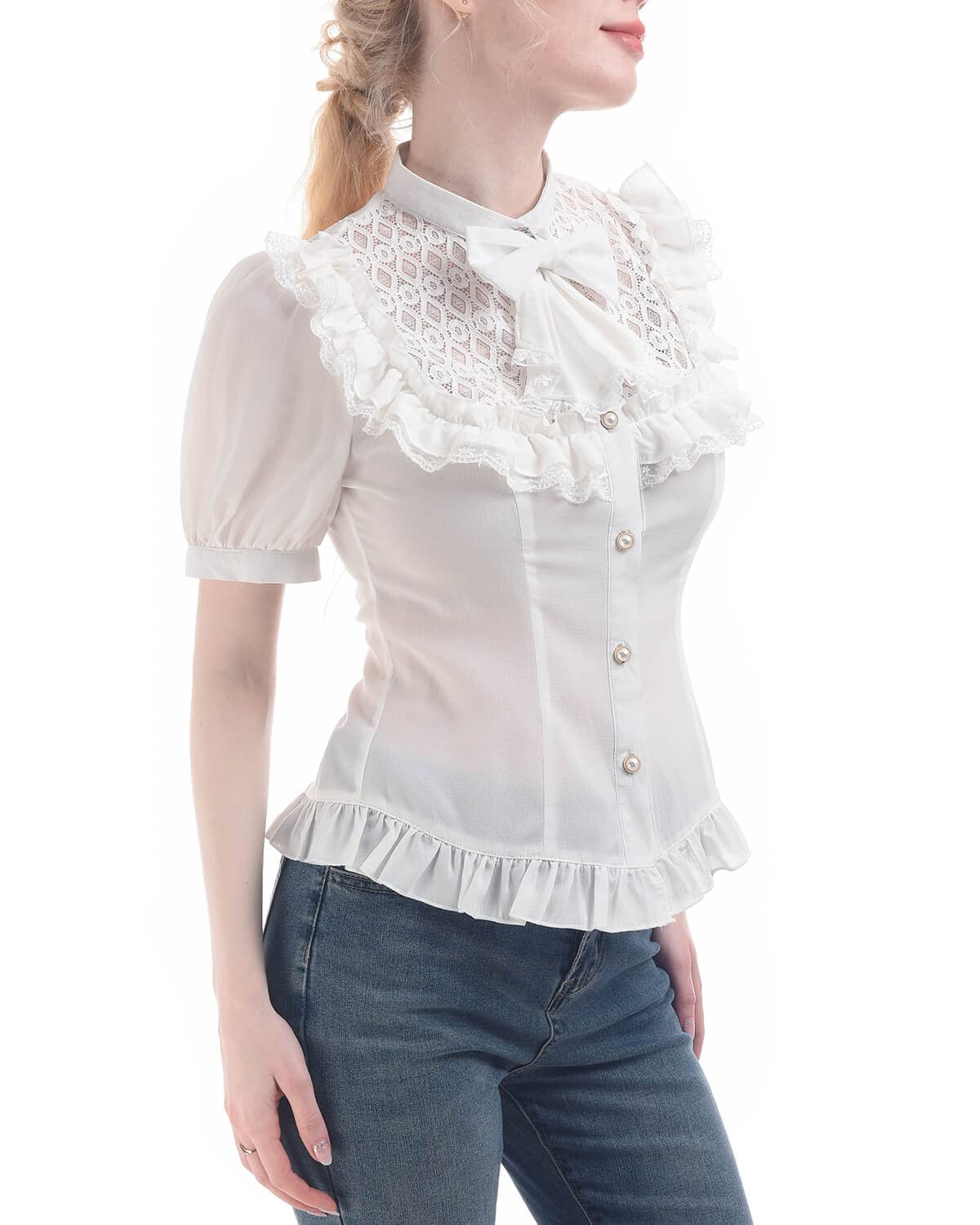 Nuoqi Victorian Blouse Womens Gothic Shirt Vintage Long Sleeve Lotus Ruffle Tops