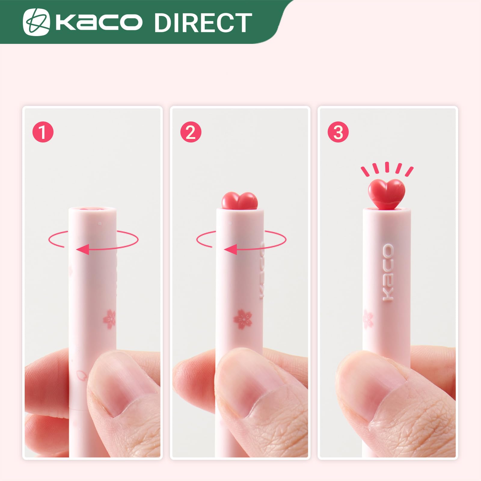 Kaco FIRST Gel Pens, Pack of 2 Pieces Cute Stationery Heart Pen Set with Extra 4 Black Refills Quick Drying Holiday Office Supplies (2 Colors)