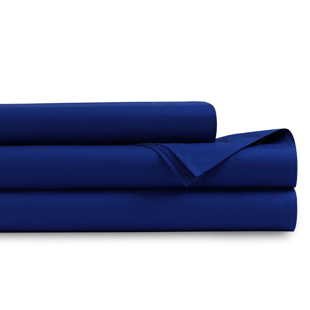 Tribeca Living 1000 Thread Count Egyptian Cotton Sheets King Size - Silky Smooth Sateen Weave for Luxurious Sleep - 22 Inch Deep Pocket 4-Piece Set in Classic Blue