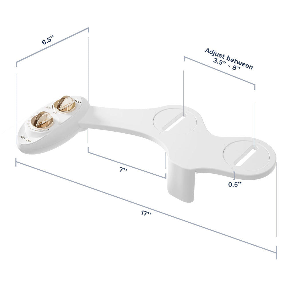 LUXE Bidet NEO 120 - Single Nozzle, Self-Cleaning, Non-Electric Bidet Attachment for Toilet Seat, Adjustable Water Pressure, Rear Wash (Blue)