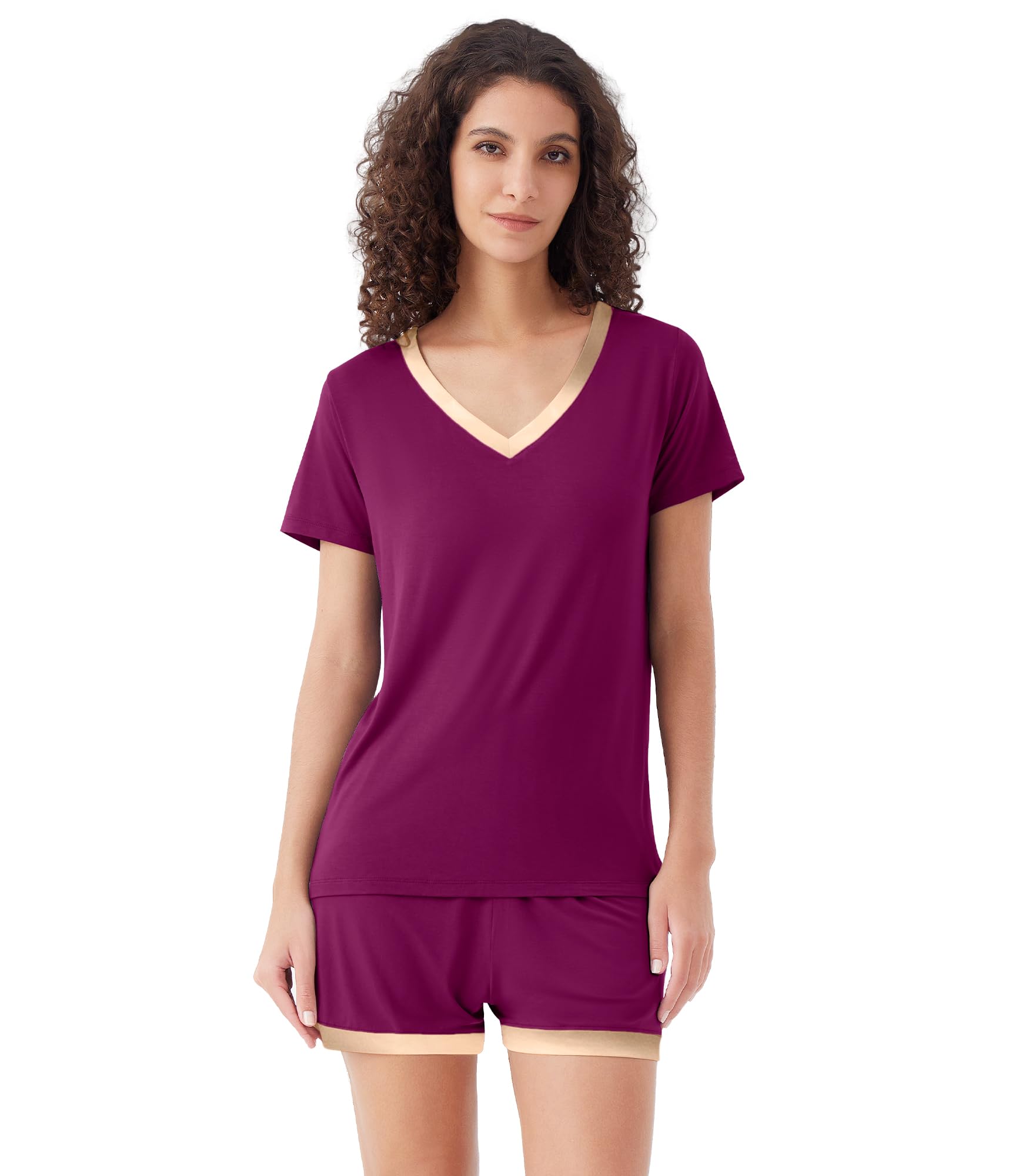 WiWi Viscose from Bamboo Pajamas Set for Women Super Soft Short Sleeve Cooling Summer Plus Size Pjs Sets Sleepwear S-4X
