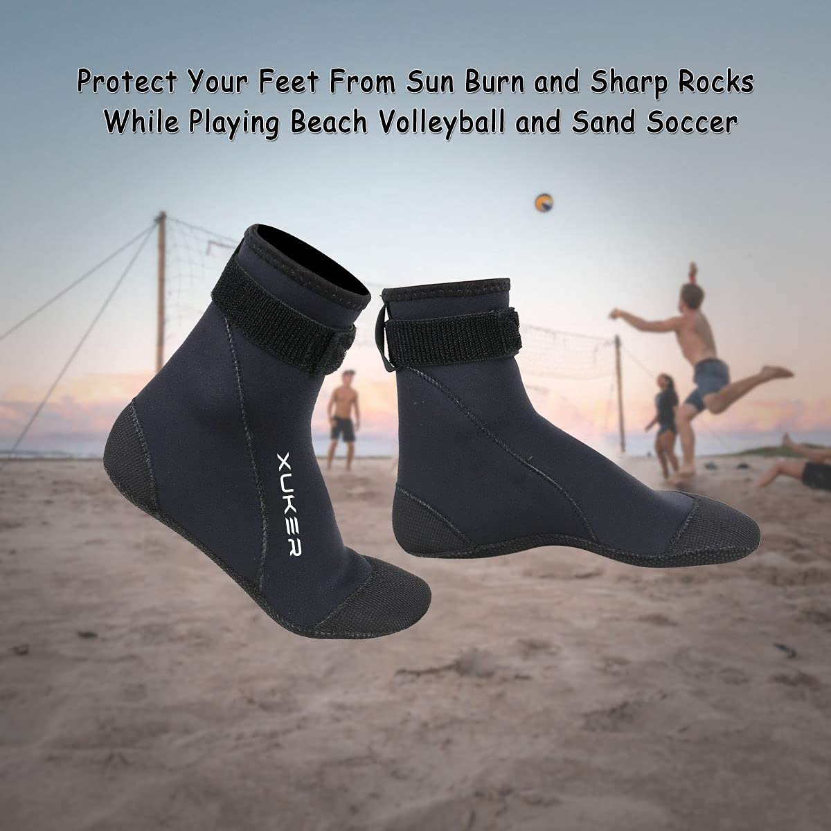 XUKER Neoprene Water Socks 3mm, Sand Proof Beach Volleyball Socks Diving Socks for Outdoor Water Sports