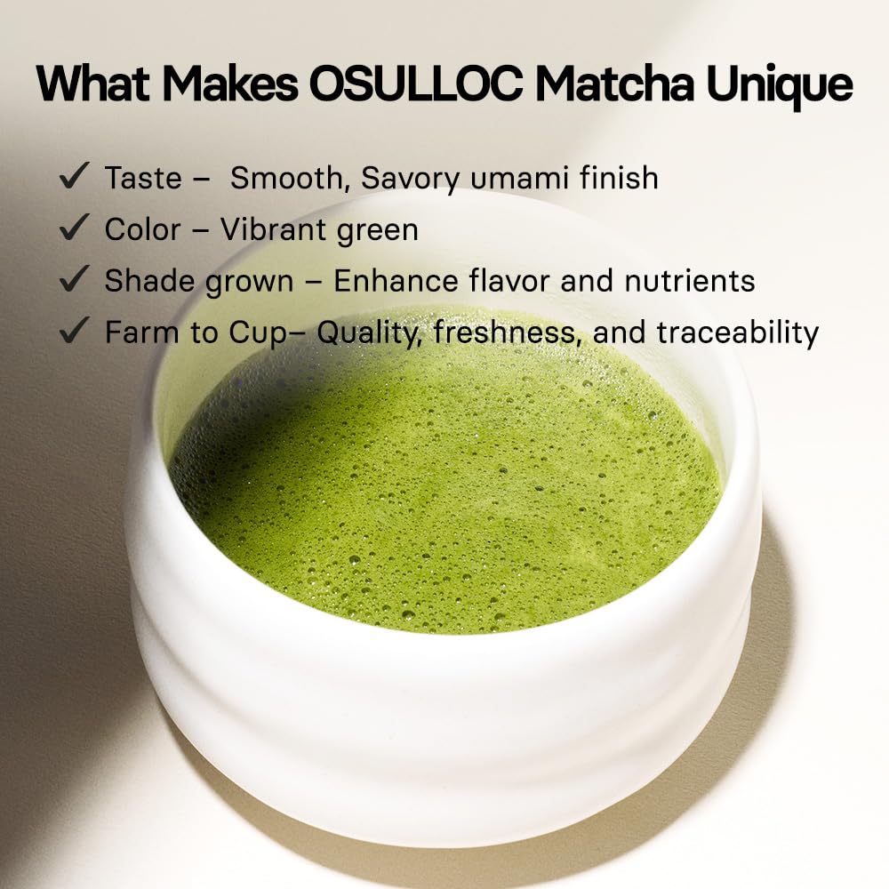OSULLOC Volcanic Isle Matcha Powder, Ceremonial Grade Korean Matcha, Green tea powder from Jeju Island (1.41oz, 40g)