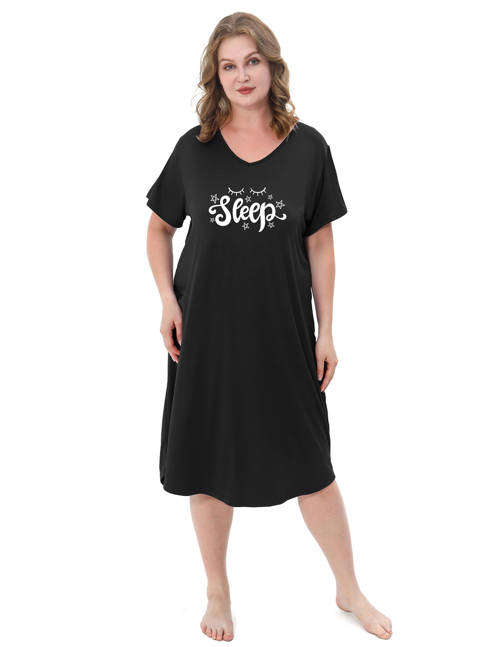 3 Pack Plus Size Women's Nightgown Soft Print Nightshirts for Women Short Sleeve Sleepwear