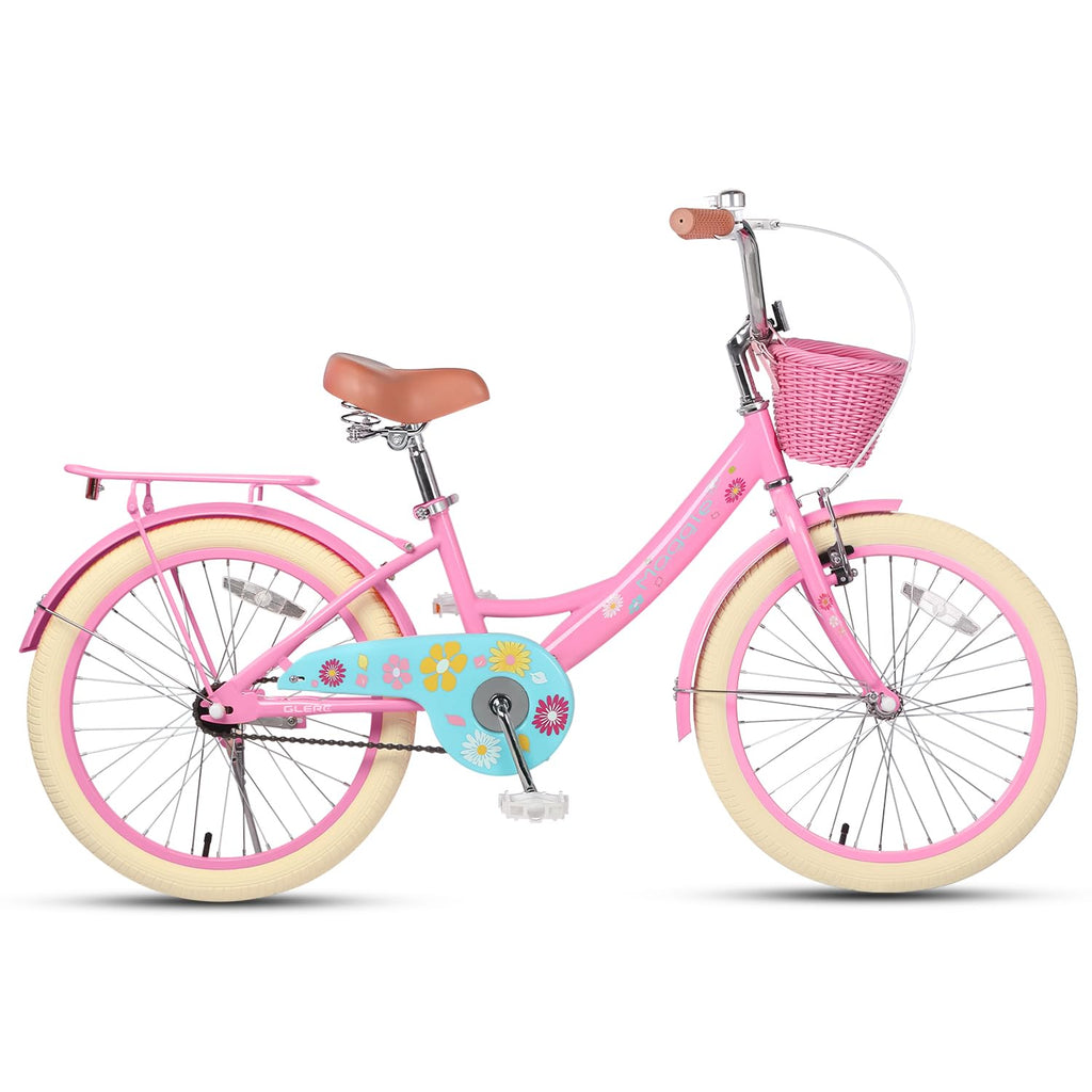 Glerc Maggie Girls Bike, 12-20 Inch Kids Bike for 2-13 Years Old Children, Princess Style Kids Bicycle with Doll-Seat & Basket & Training Wheels, Multiple Colors